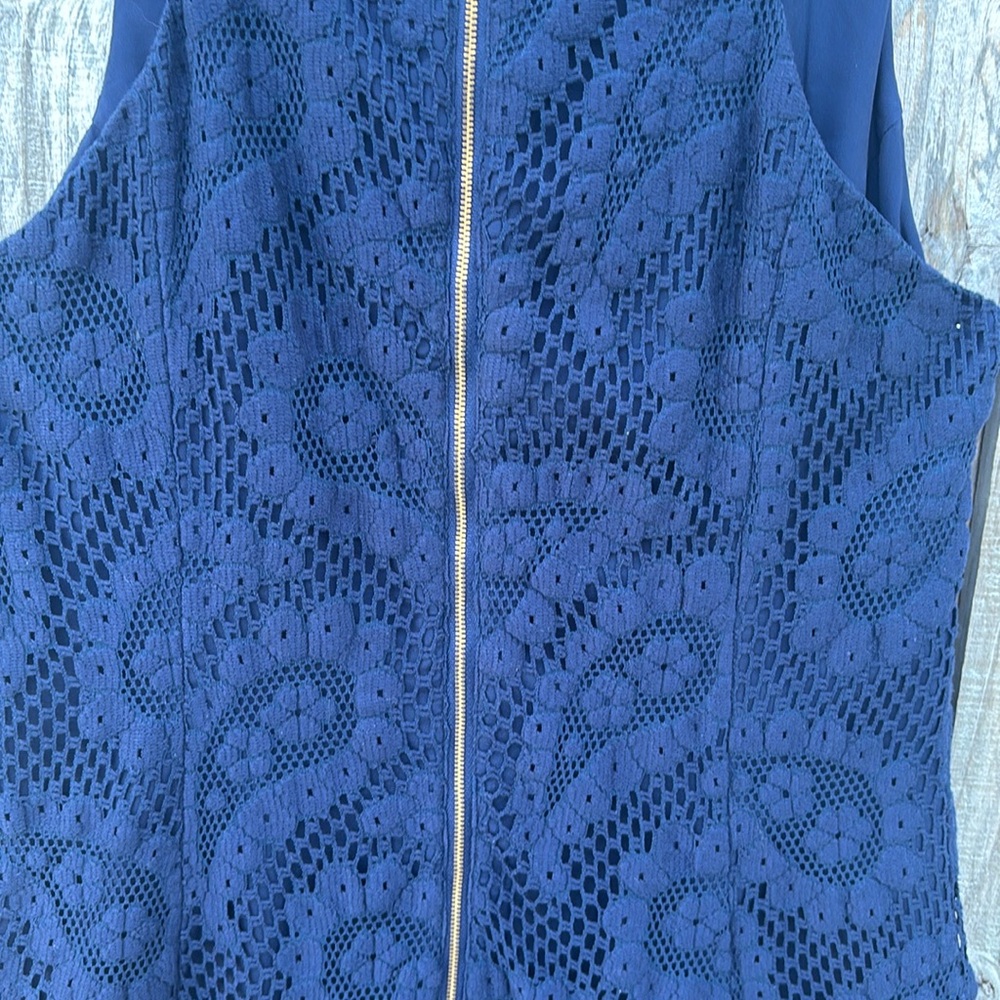 Lilly Pulitzer sleeveless navy lace dress Empire waist-size 12-lace - Picture 10 of 14
